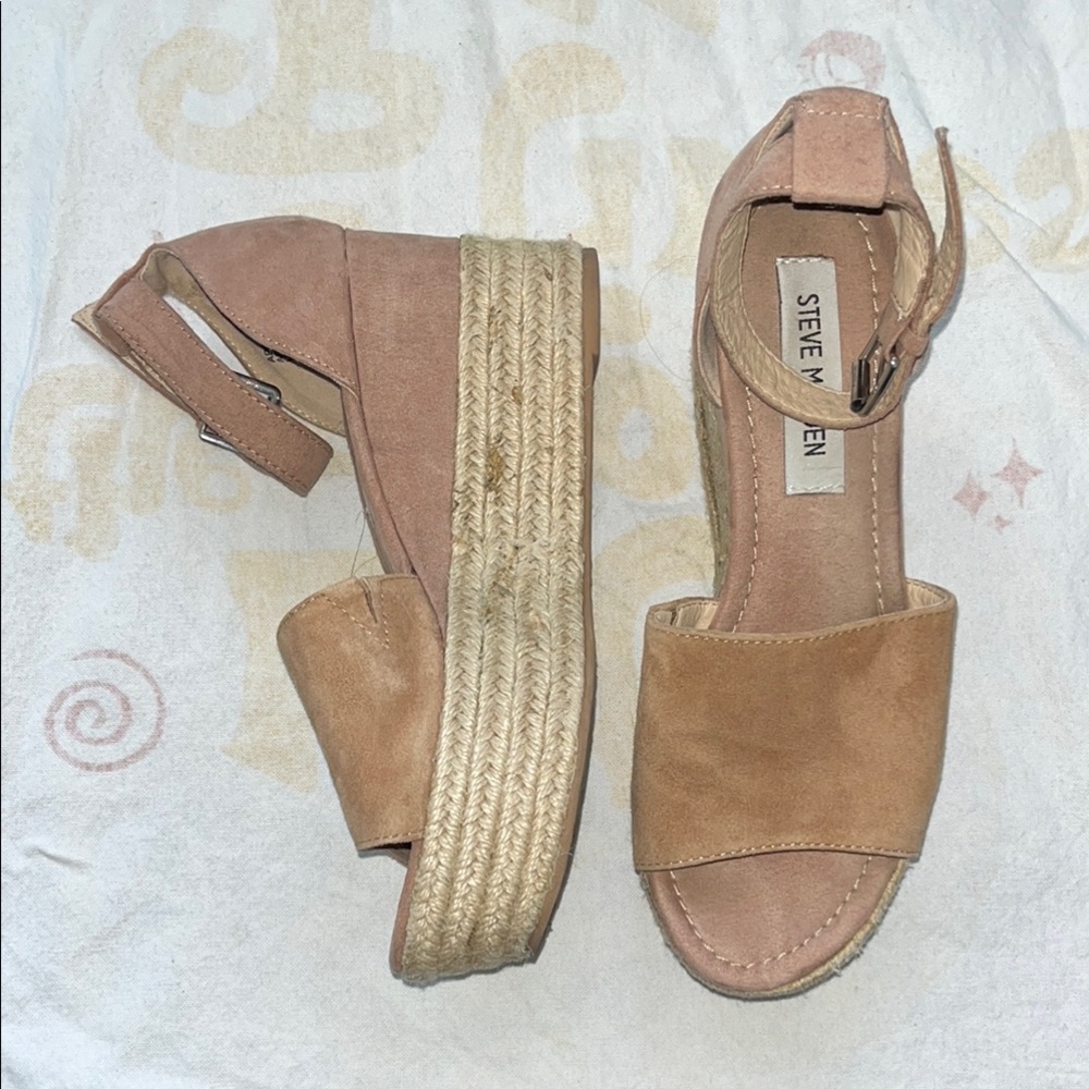 Steve Madden Tan Espadrille Wedge Sandals